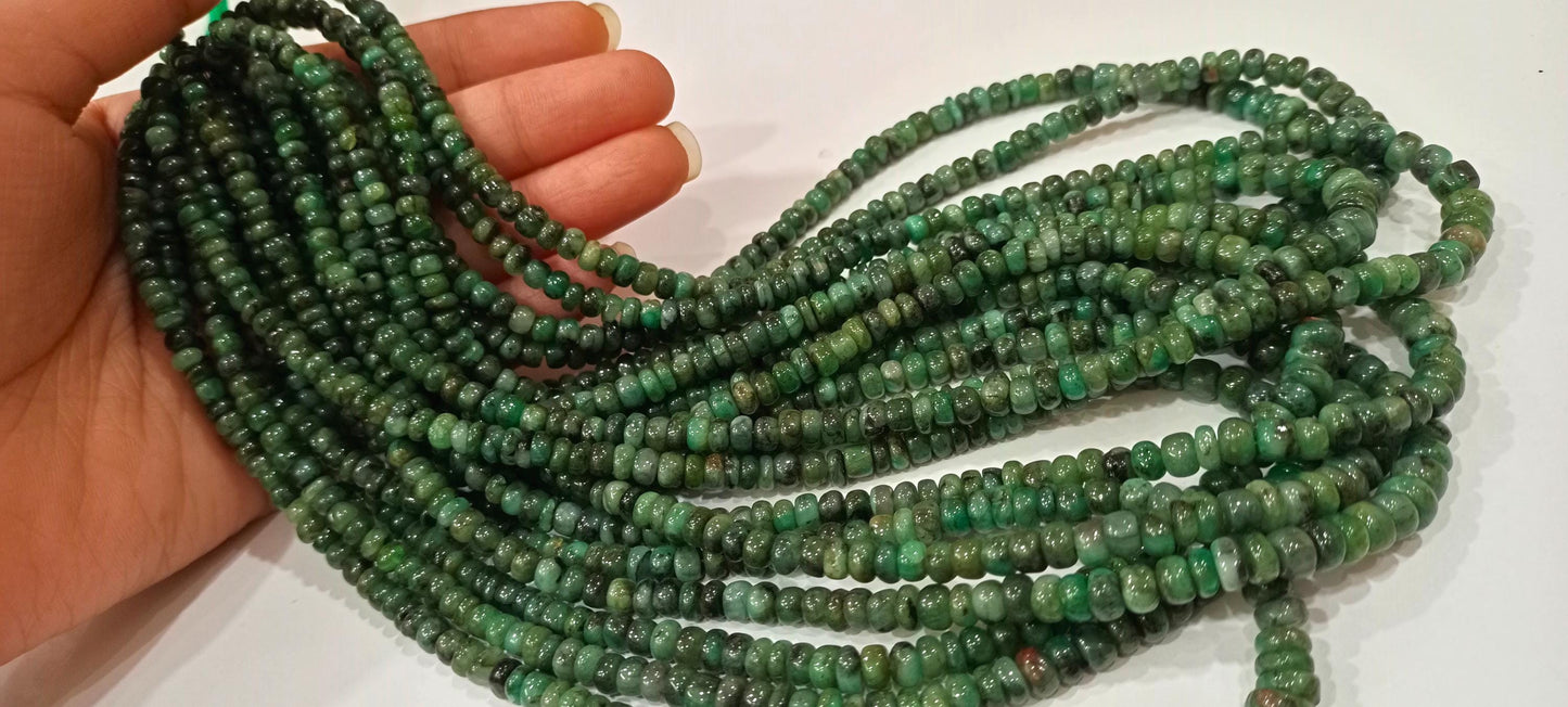 Natural Emerald Rondelle Smooth 4 to6mm Graduated Beads Sold Per Strand 8 Inches Long Great Quality Beads