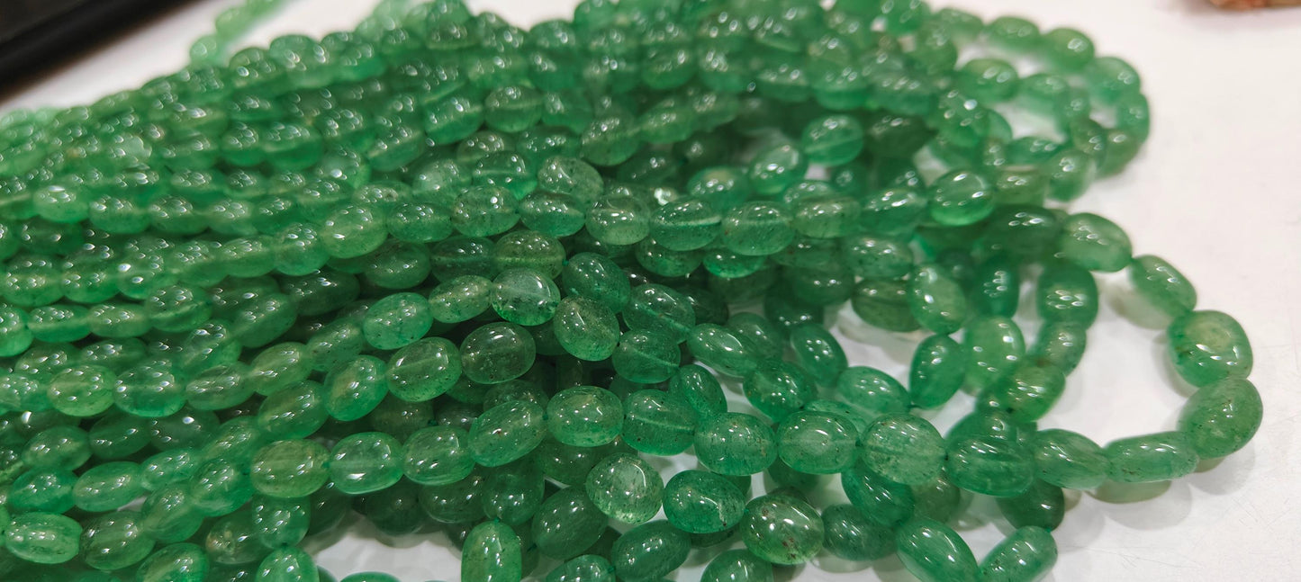 Emerald Oval Beads Size 7x9mm approximately Sold Per Strand 8 Inches Long Precious Birthstones Smooth Beads