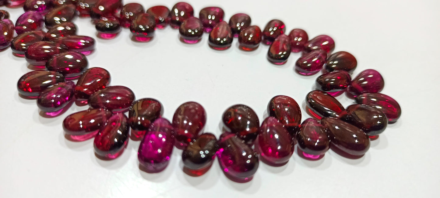 Natural Rhodonite Garnet 4 to 7mm Pear Shape Smooth Beads Sold Per Strand 8 Inches long Heart shape beads