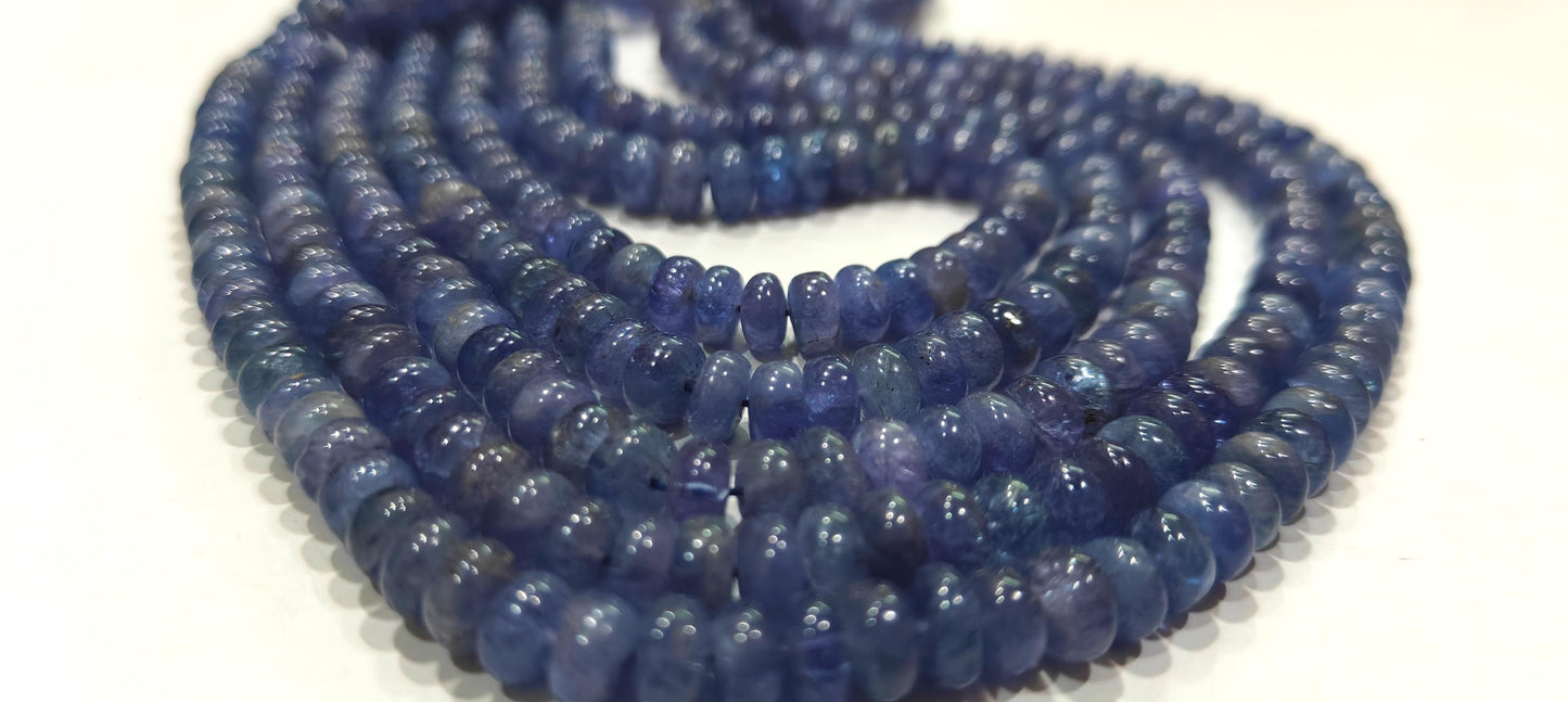 Natural Untreated Tanzanite 6 to 7mm Rondelle Plain Smooth Gemstone beads Sold Per strand 8 inches Long