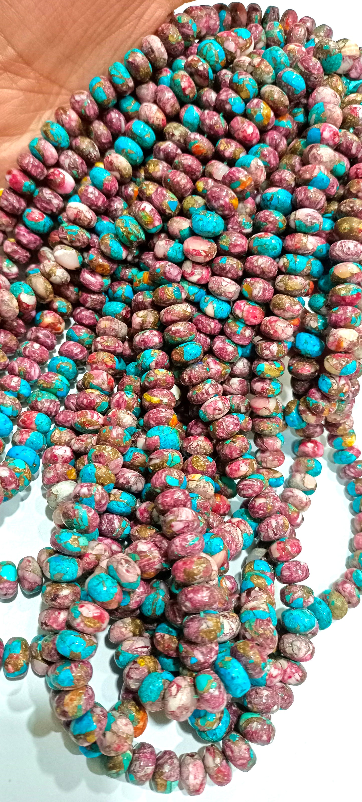 Natural Purple Dahlia Kingman Copper Turquoise Plain Smooth 8mm Beads Sold Per Strand 7 Inches