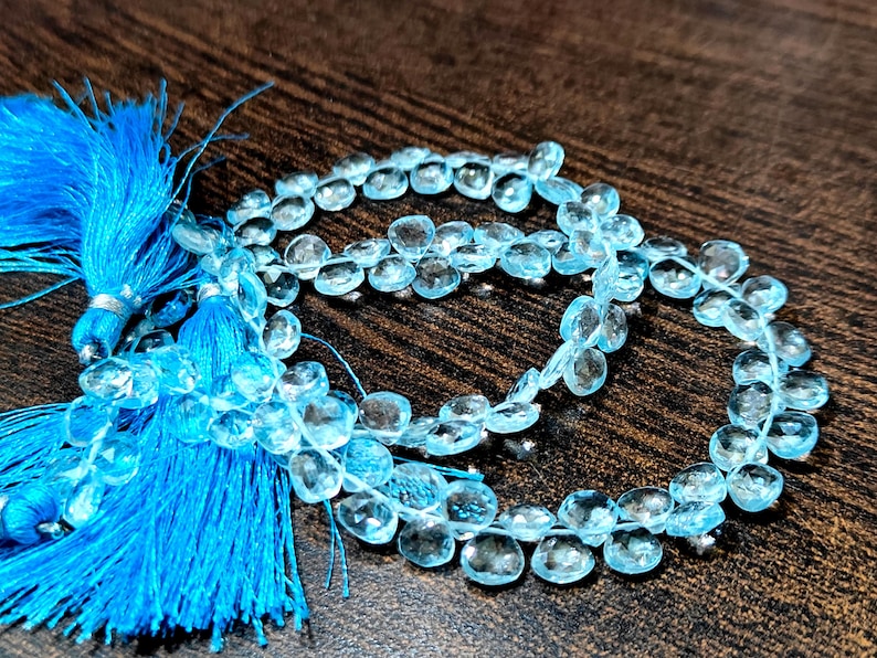 Natural Untreated Blue Topaz 6-7mm Heart shape Briolette beads Sky BT beads