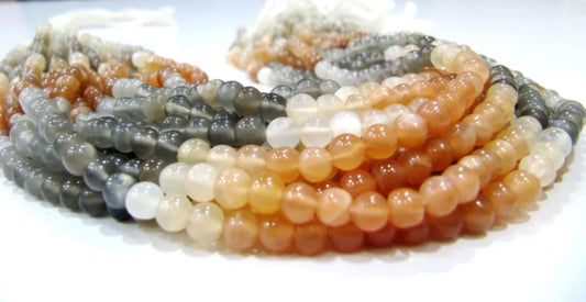 Natural Multi Moonstone Round Plain Smooth Beads 7 mm Strand 13 inches long