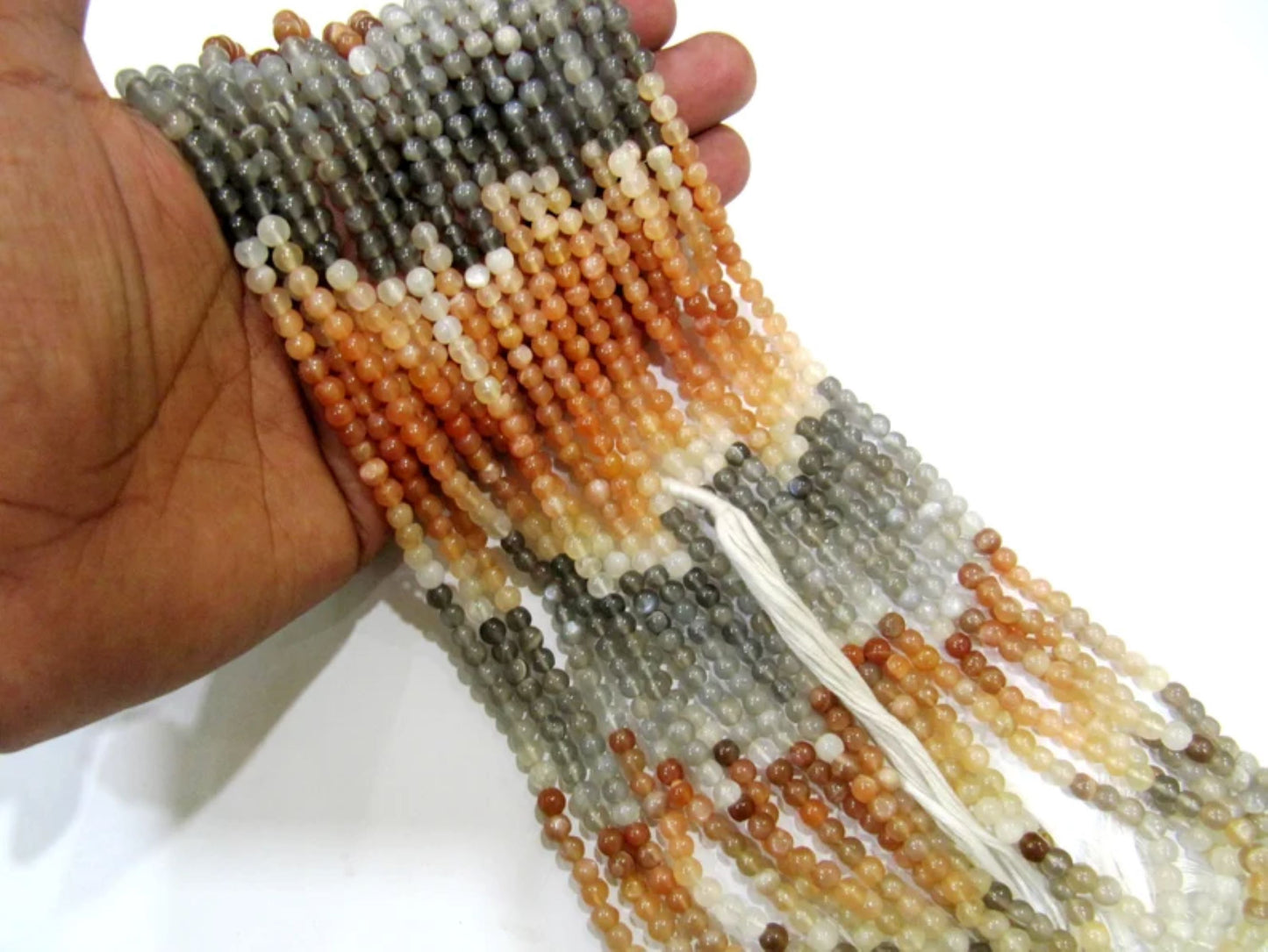Natural Multi Moonstone Round Plain Smooth Beads 7 mm Strand 13 inches long