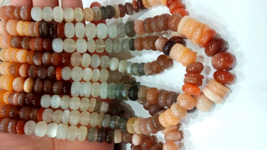 Natural Multi Moonstone Rondelle plain smooth 5 to 8mm beads Sold per Strand 8 Inches Long