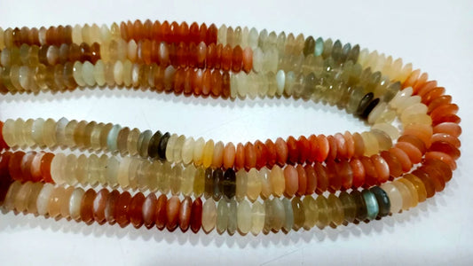Natural Multi Moonstone German Cut 9 to 10mm Beads