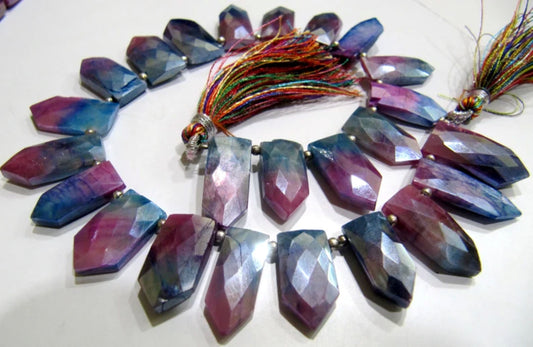 Natural Multi color Moonstone AB Mystic Coated Fancy Pencil Arrow Shape Faceted Beads 10X20mm Strand 9inch long