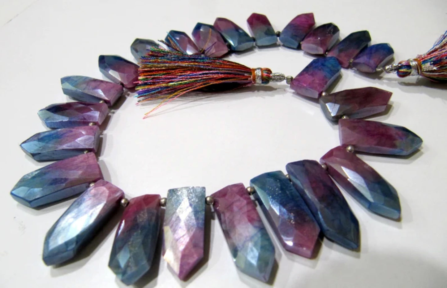 Natural Multi color Moonstone AB Mystic Coated Fancy Pencil Arrow Shape Faceted Beads 10X20mm Strand 9inch long