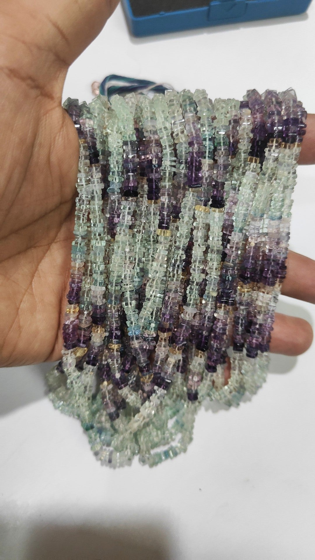 Natural Multi Fluorite Heishi Cut 4mm Square Beads Sold Per Strand 8 inches Long