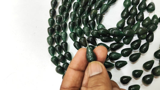 Natural Green Jade Teardrop Plain Smooth 10x15mm Approximately Sold Per Strand 8 Inches