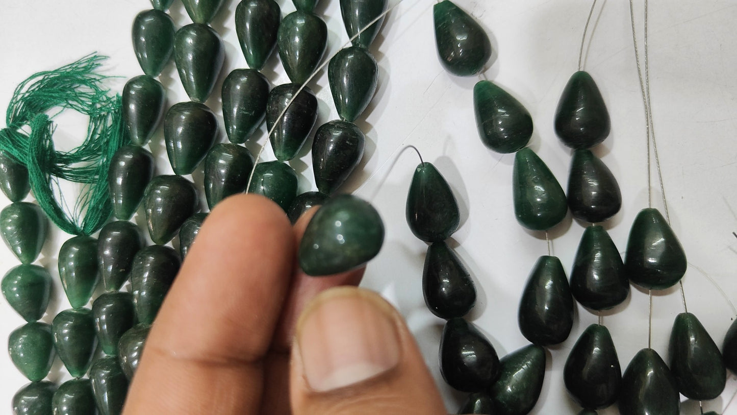 Natural Green Jade Teardrop Plain Smooth 10x15mm Approximately Sold Per Strand 8 Inches
