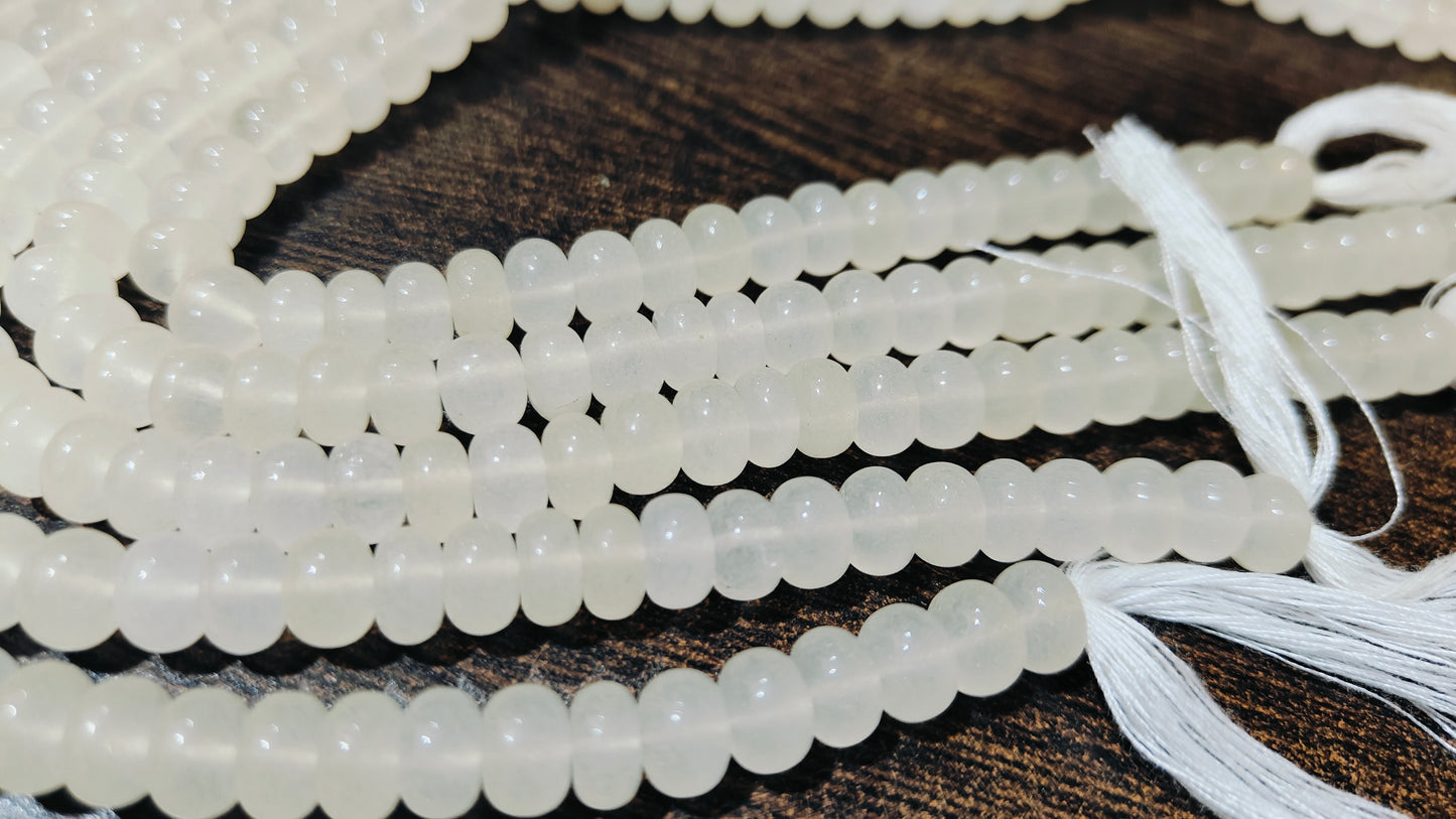 Natural Ice Quartz Rondelle Plain Smooth 8mm Beads Sold Per Strand 8 inches Long