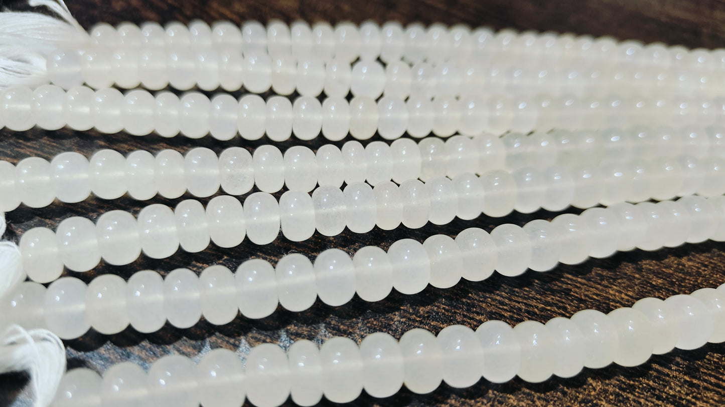 Natural Ice Quartz Rondelle Plain Smooth 8mm Beads Sold Per Strand 8 inches Long