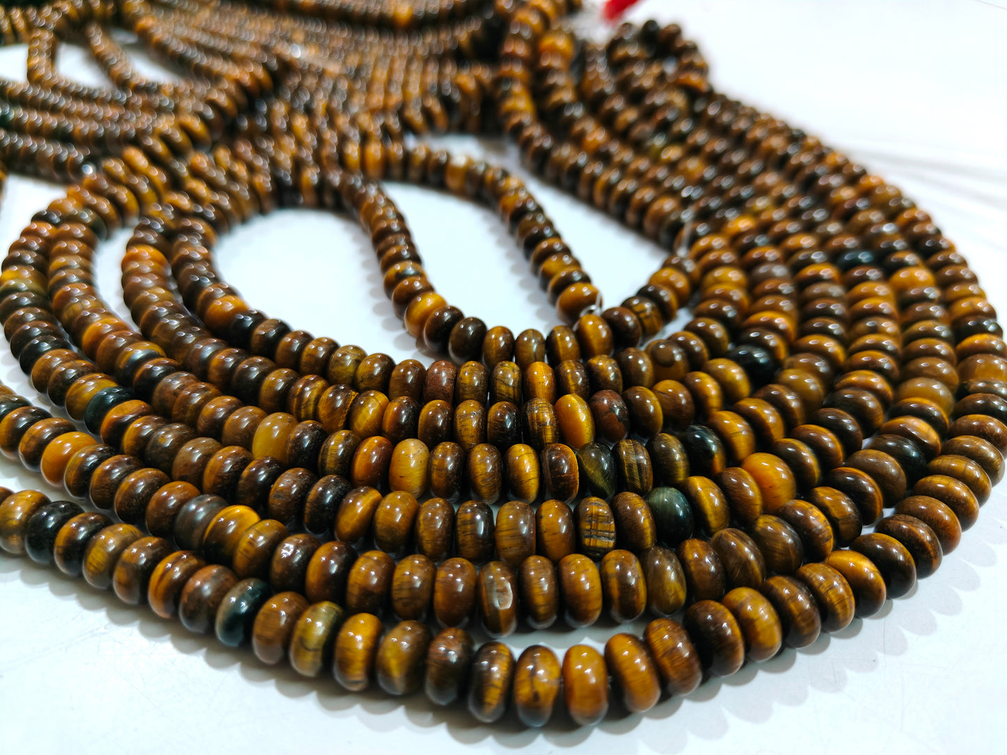 Natural Tiger Eye Gemstone Rondelle Plain Smooth 8mm Beads Sold Per Strand 8 inches