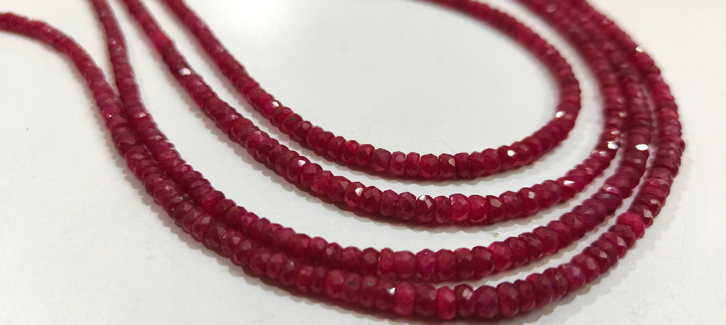 Natural Ruby Corundum Rondelle Faceted 4mm Beads