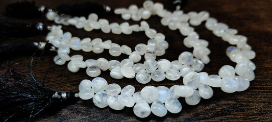 Natural White Rainbow Moonstone Heart Shape Plain Smooth 6 to 11mm Gemstone Beads Sold Per Strand 8 Inch