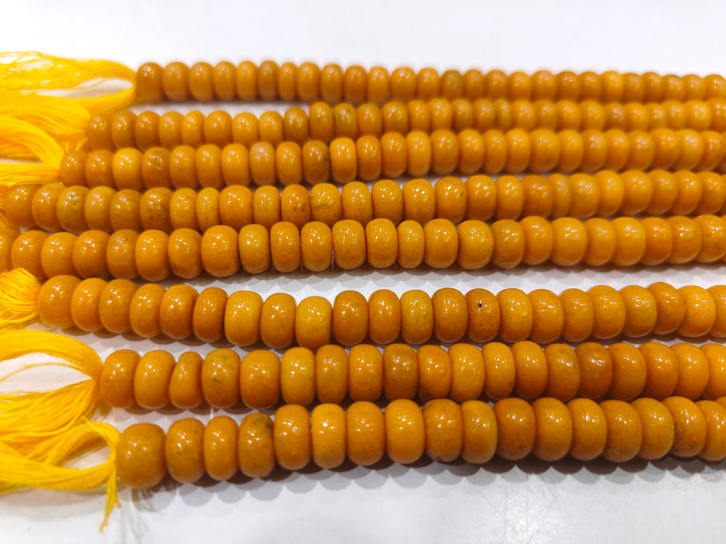 Natural Yellow Mustard Quartz Rondelle Plain smooth 8mm gemstone beads