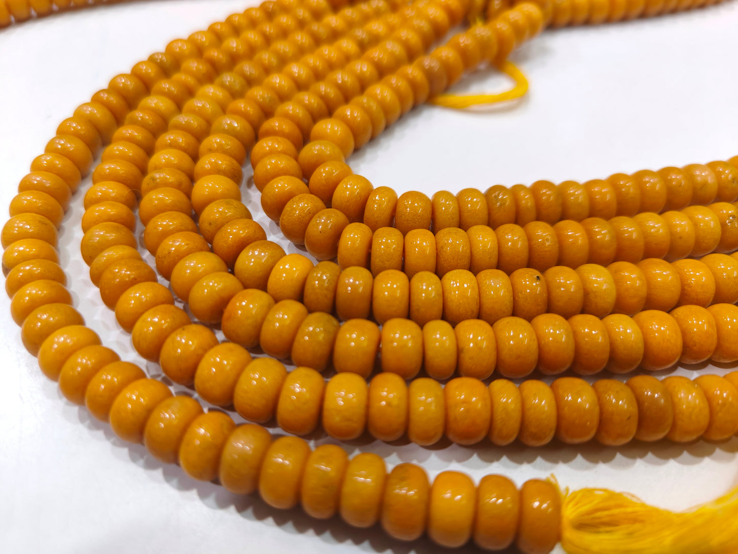 Natural Yellow Mustard Quartz Rondelle Plain smooth 8mm gemstone beads