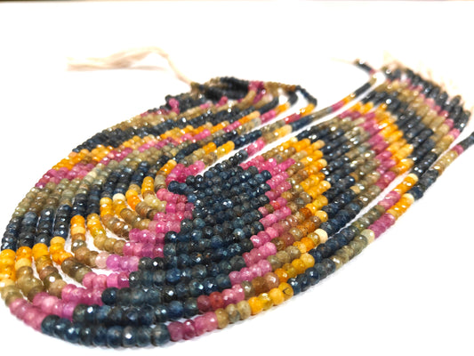Natural Multi Sapphire 5- 6mm Rondelle Faceted Beads 8 inch long Top Quality Sapphire Beads Untreated Gemstone