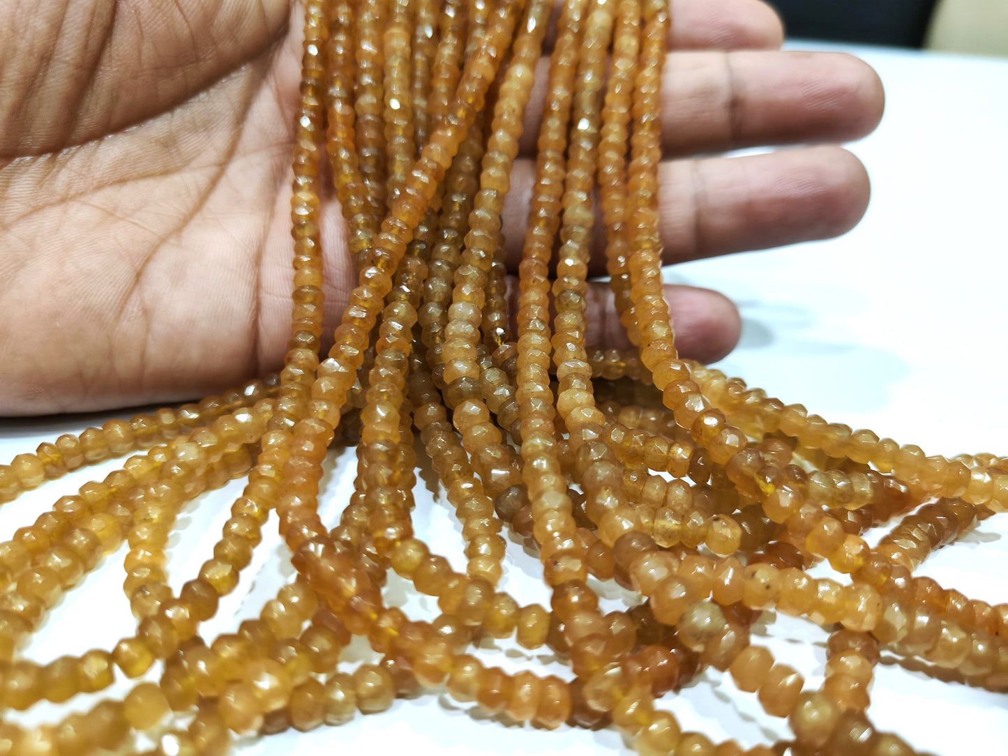 Natural Yellow Aquamarine Rondelle Faceted 4-5mm Gemstone Beads Sold Per Strand 8 Inches Long Great Quality Beads