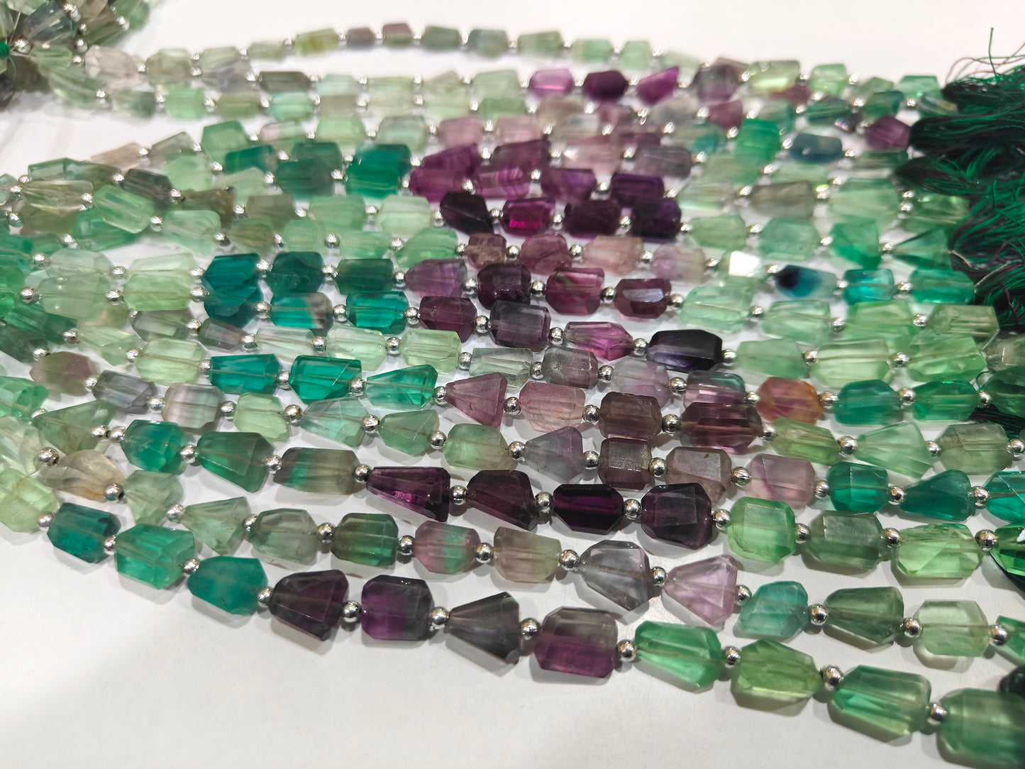 Natural Multi Flourite Multi Color Briolette Faceted 8to12mm Tumble Shape Beads Sold per strand 8 inches Long