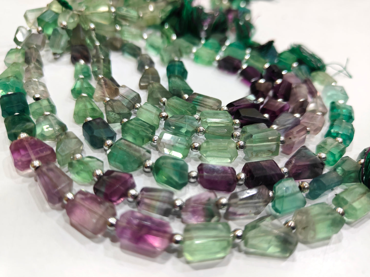 Natural Multi Flourite Multi Color Briolette Faceted 8to12mm Tumble Shape Beads Sold per strand 8 inches Long