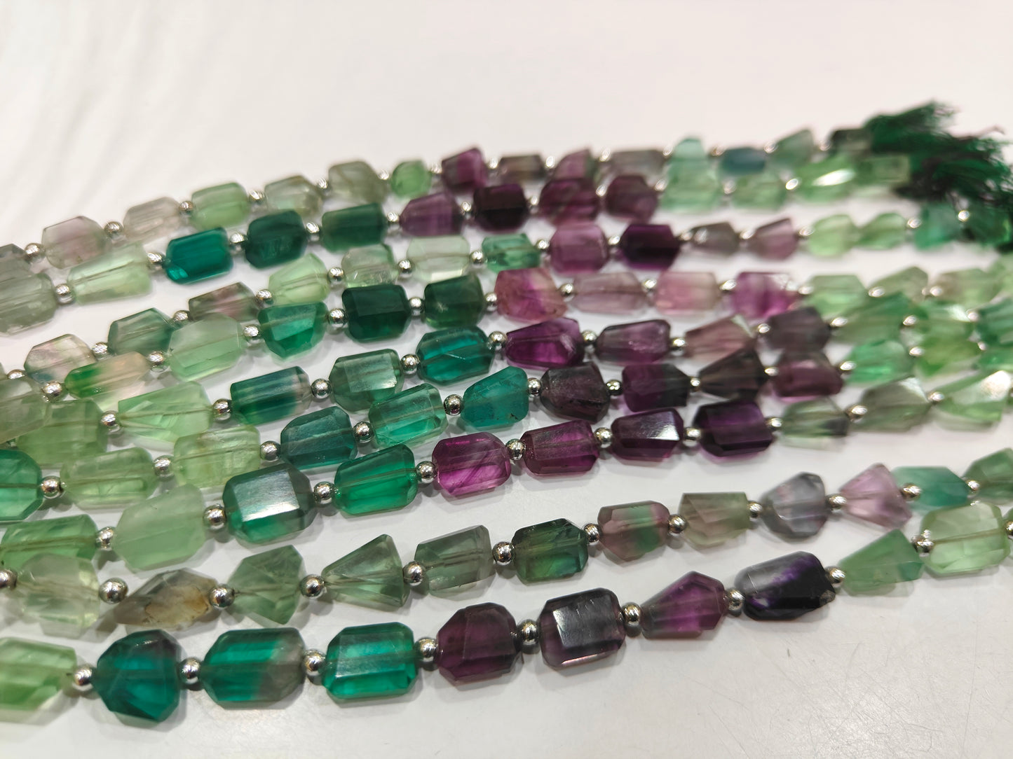Natural Multi Flourite Multi Color Briolette Faceted 8to12mm Tumble Shape Beads Sold per strand 8 inches Long