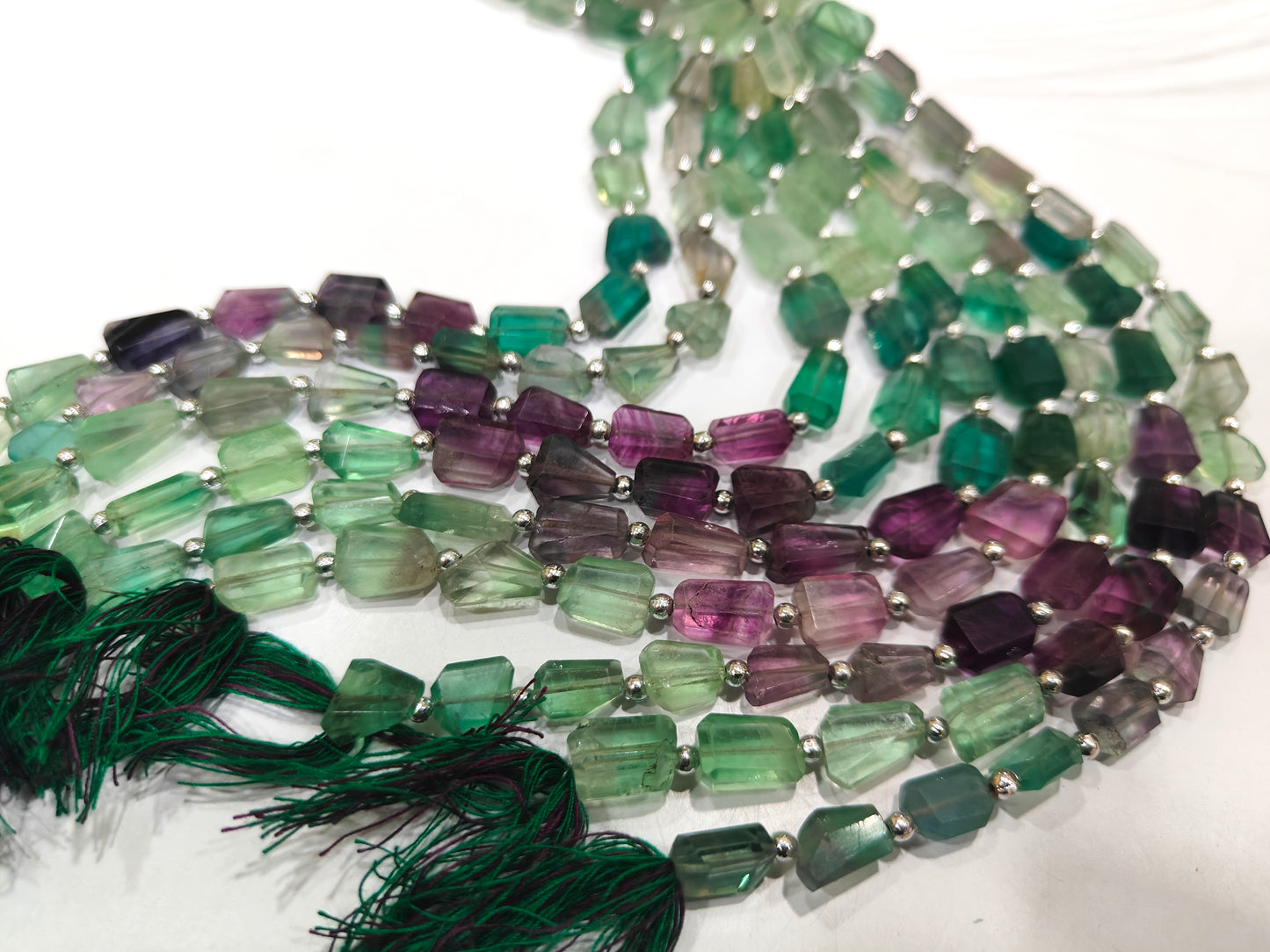 Natural Multi Flourite Multi Color Briolette Faceted 8to12mm Tumble Shape Beads Sold per strand 8 inches Long