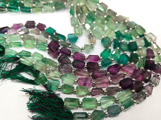 Natural Multi Flourite Multi Color Briolette Faceted 8to12mm Tumble Shape Beads Sold per strand 8 inches Long