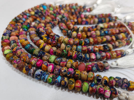 Mohave Oyster Multi Color Copper Turquoise Rondelle Plain Smooth 8mm Beads Sold Per Strand 8 Inches long