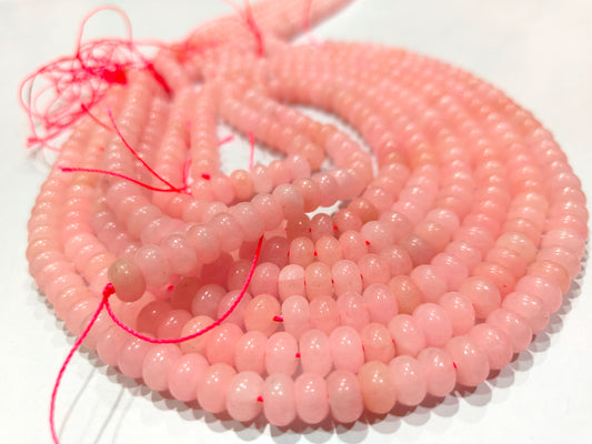 Natural Pink Chalcedony Quartz Rondelle plain Smooth 8mm beads Sold Per Strand 8 Inches long
