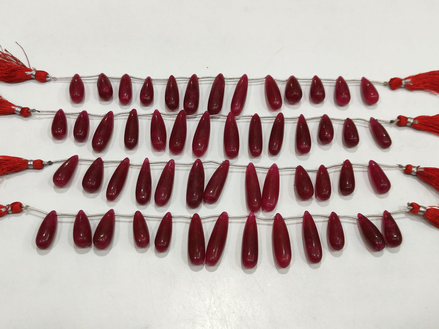 Natural Ruby Long Tear Drop Plain Smooth Size 1 to 1.5 inch Long Beads Strand 8 inches Long Beads