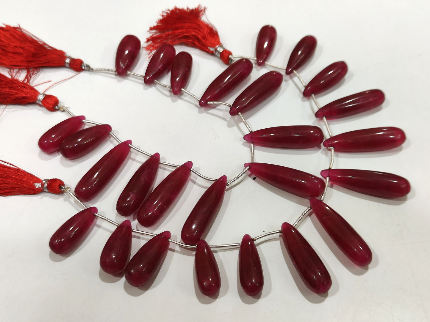 Natural Ruby Long Tear Drop Plain Smooth Size 1 to 1.5 inch Long Beads Strand 8 inches Long Beads