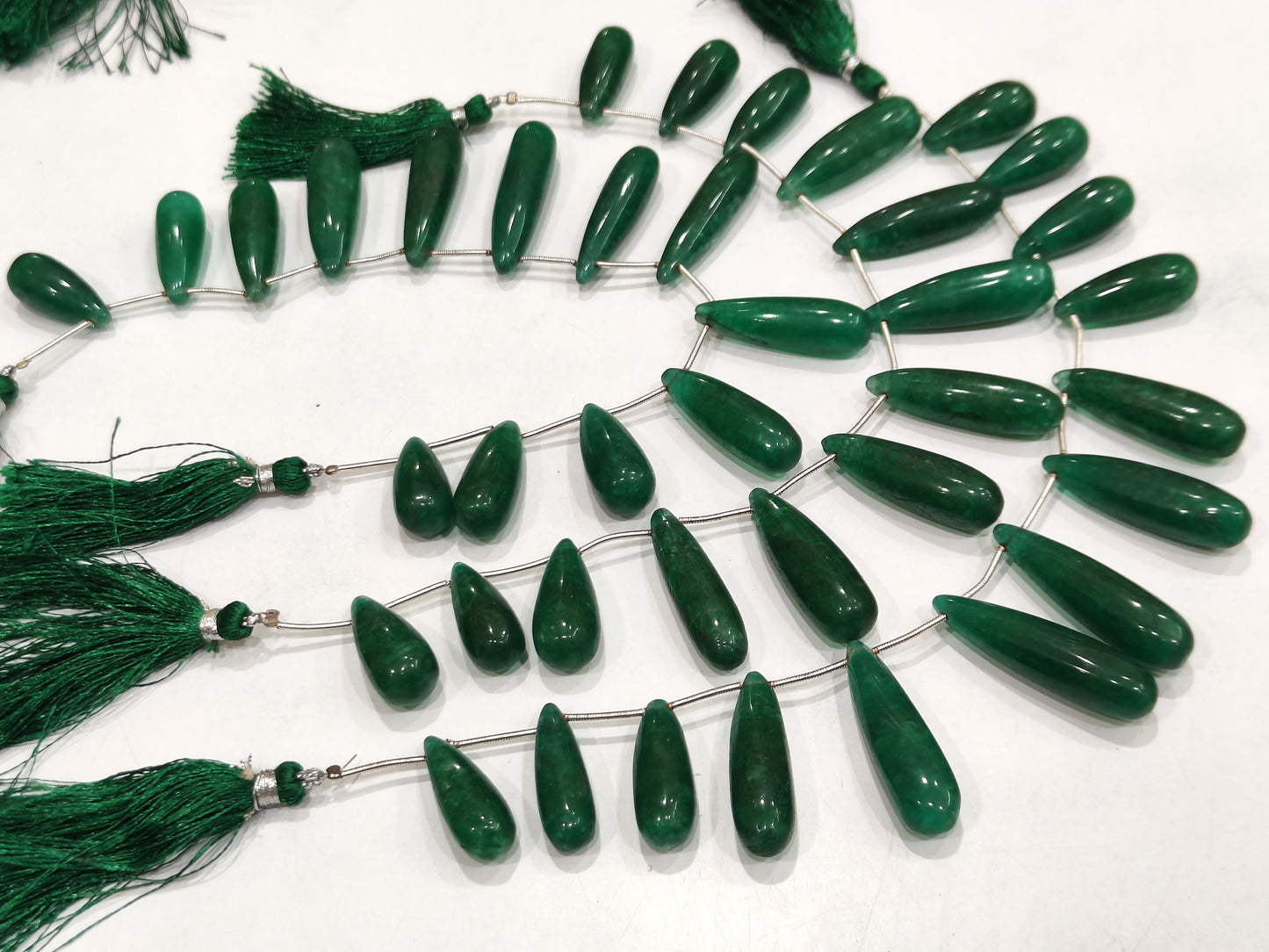 Natural Green Emerald Long Teardrop Plain Smooth 1 Inch Long Beads Sold Per Starnd 8-inch Long