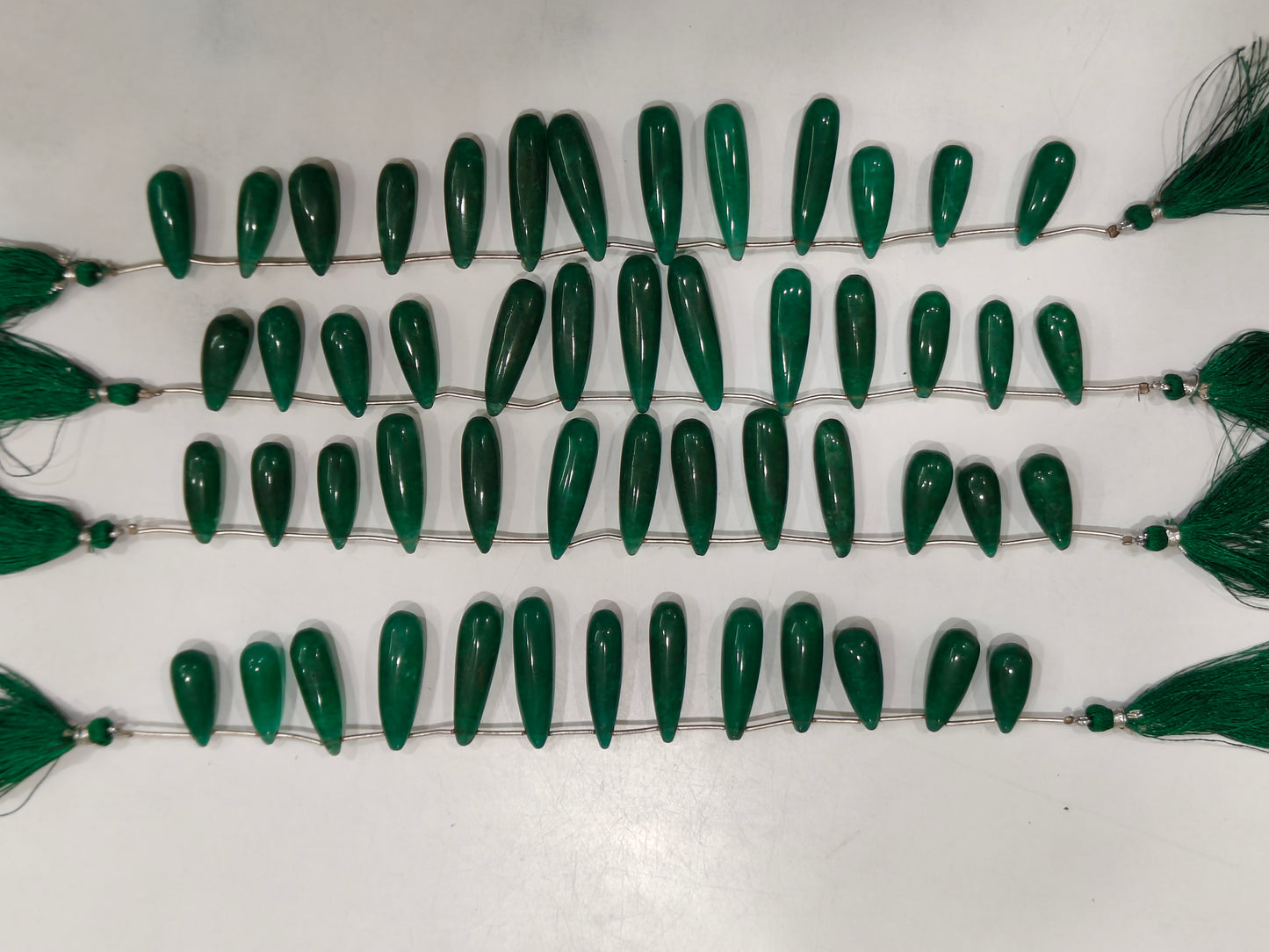 Natural Green Emerald Long Teardrop Plain Smooth 1 Inch Long Beads Sold Per Starnd 8-inch Long