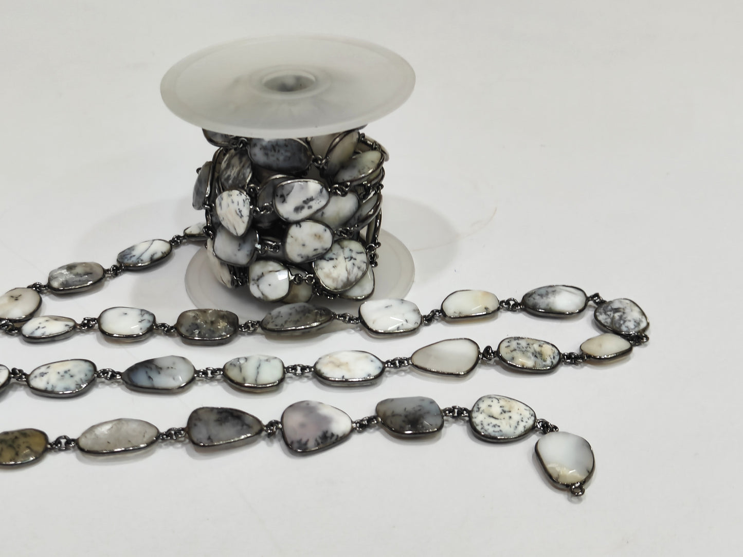 Natural Dendrite Opal Free Shape 15 to 18mm Bezel Connector Chain Sold Per Foot Great Quality Chain