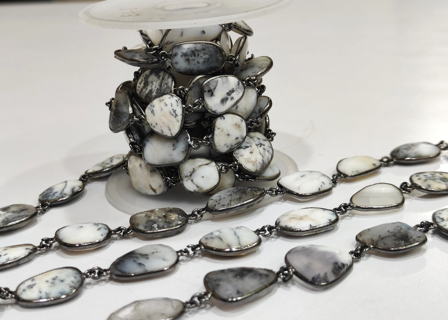 Natural Dendrite Opal Free Shape 15 to 18mm Bezel Connector Chain Sold Per Foot Great Quality Chain