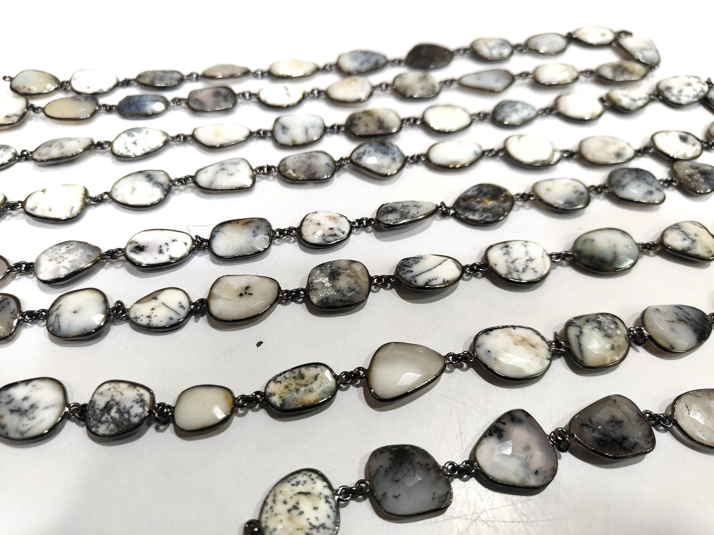 Natural Dendrite Opal Free Shape 15 to 18mm Bezel Connector Chain Sold Per Foot Great Quality Chain