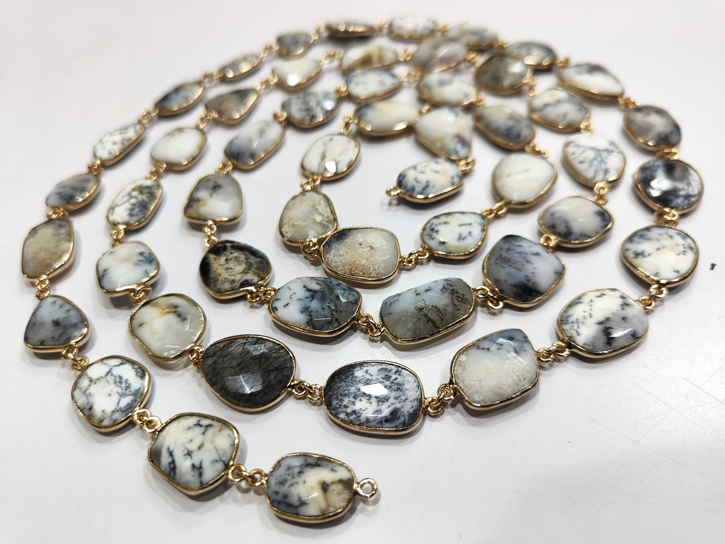 Natural Dendrite Opal Free Shape 15 to 18mm Bezel Connector Chain Sold Per Foot Great Quality Chain