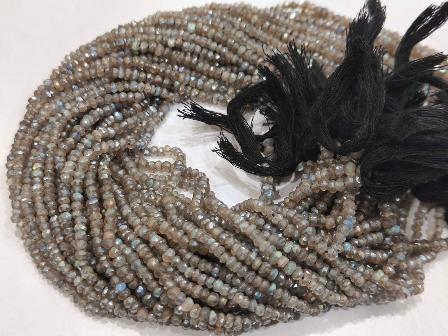 Natural Labradorite Mystic Coated Rondelle Faceted 3-4mm Beads Sold Per Strand 13 Inches Long
