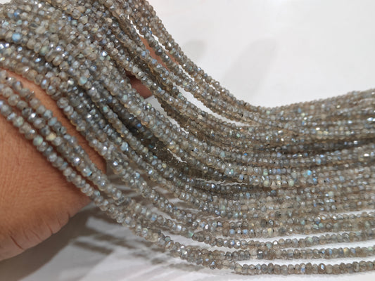 Natural Labradorite Mystic Coated Rondelle Faceted 3-4mm Beads Sold Per Strand 13 Inches Long