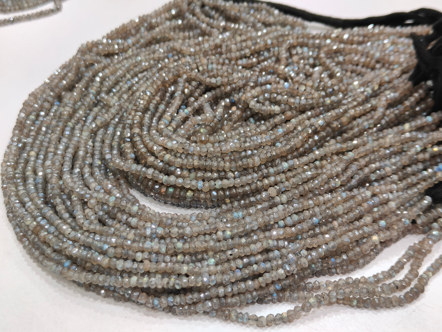 Natural Labradorite Mystic Coated Rondelle Faceted 3-4mm Beads Sold Per Strand 13 Inches Long