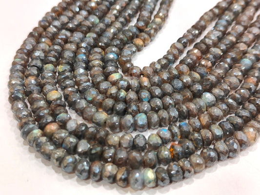 Natural Mystic labradorite Rondelle Faceted 6-7mm Beads Sold per Strand 8 Inches Long