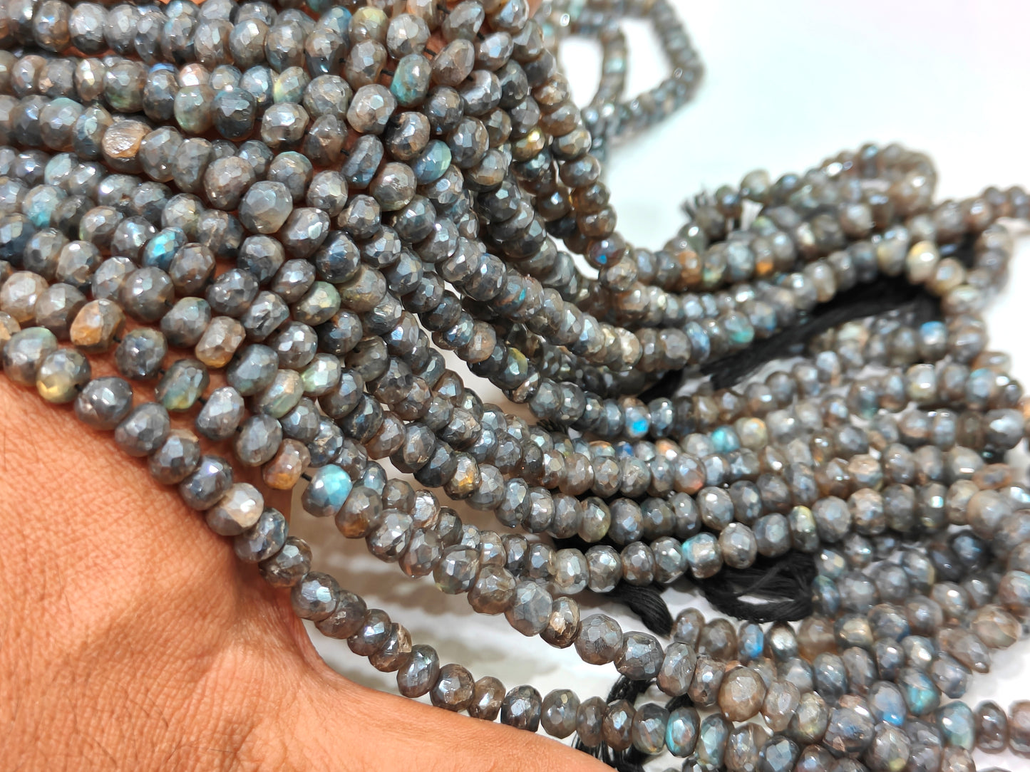 Natural Mystic labradorite Rondelle Faceted 6-7mm Beads Sold per Strand 8 Inches Long