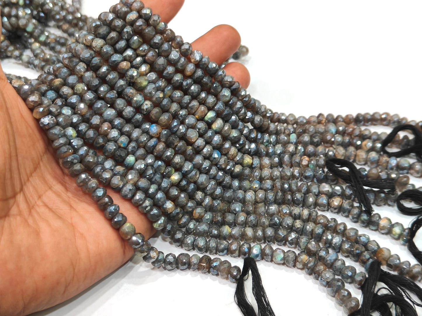 Natural Mystic labradorite Rondelle Faceted 6-7mm Beads Sold per Strand 8 Inches Long