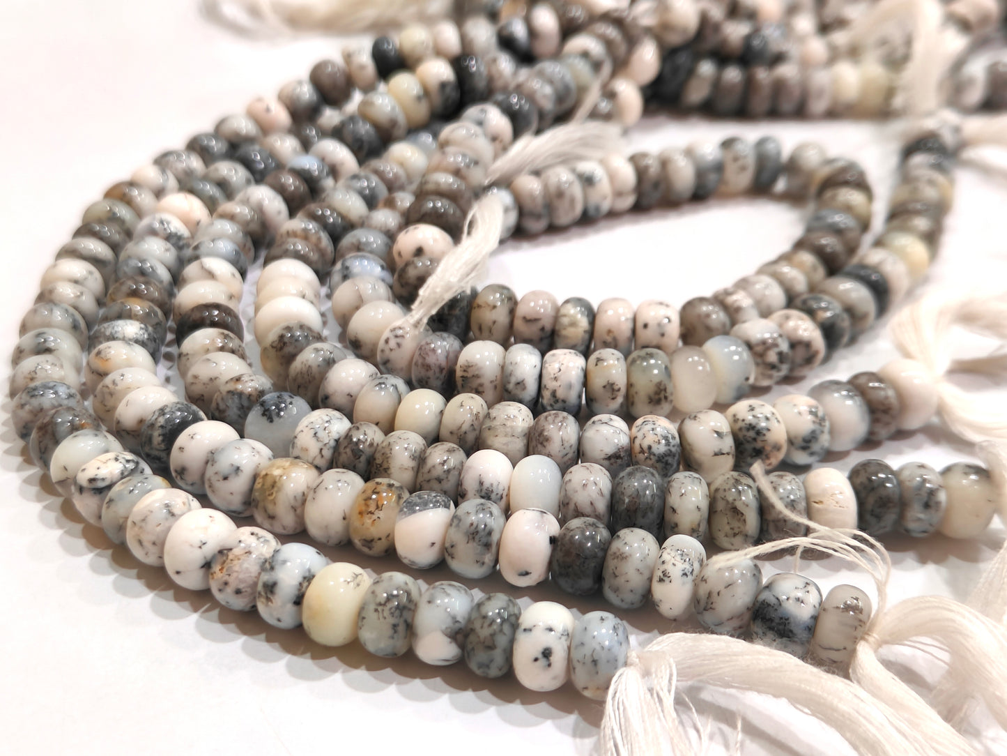 Natural Dendrite Opal Rondelle Plain Smooth 8mm Beads Sold Per Strand 8 inches long
