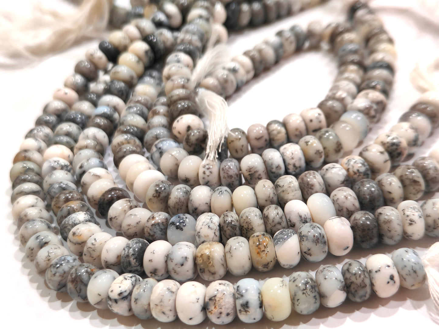 Natural Dendrite Opal Rondelle Plain Smooth 8mm Beads Sold Per Strand 8 inches long