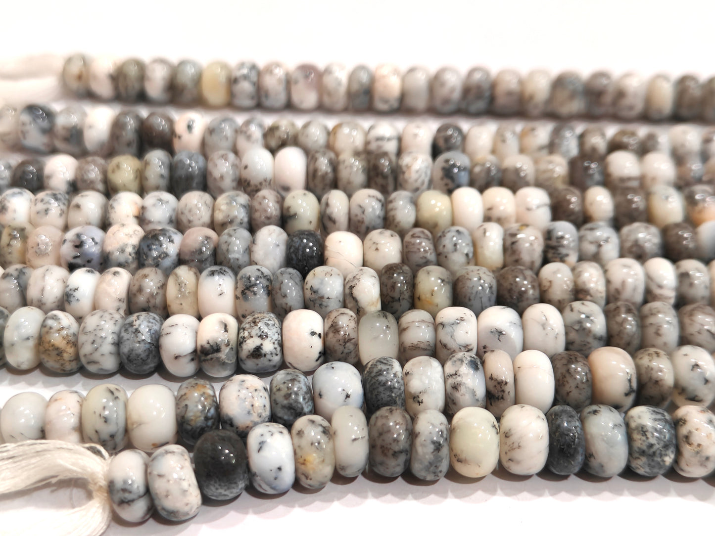 Natural Dendrite Opal Rondelle Plain Smooth 8mm Beads Sold Per Strand 8 inches long