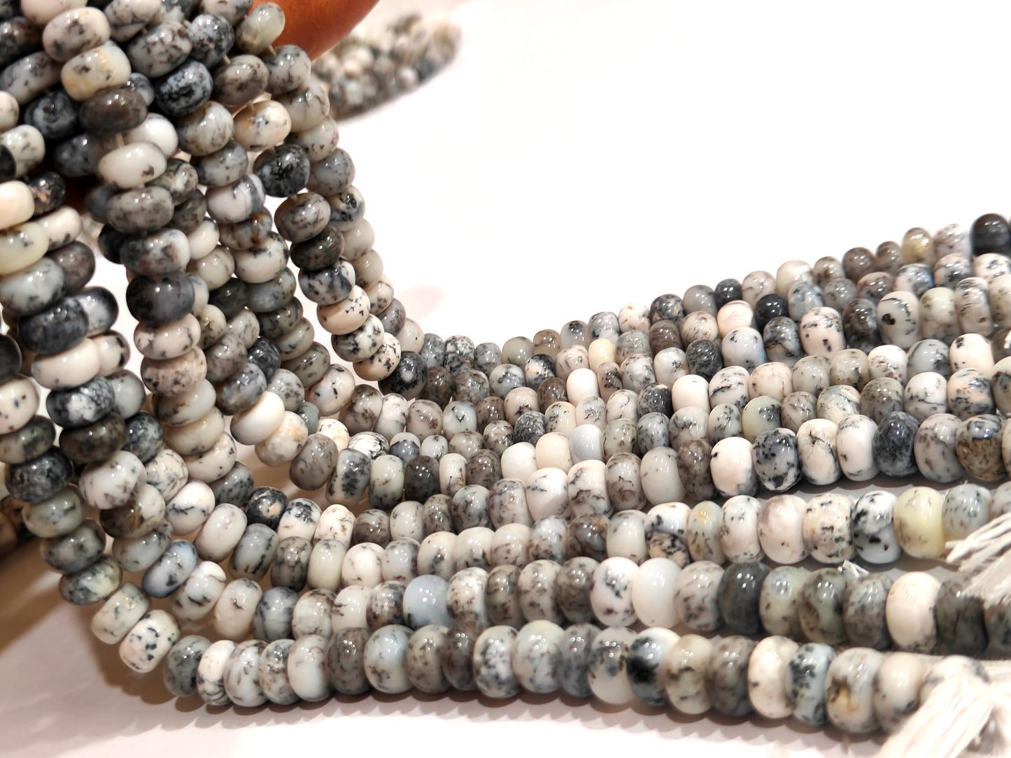 Natural Dendrite Opal Rondelle Plain Smooth 8mm Beads Sold Per Strand 8 inches long