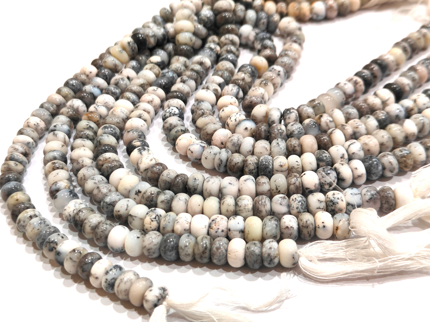 Natural Dendrite Opal Rondelle Plain Smooth 8mm Beads Sold Per Strand 8 inches long